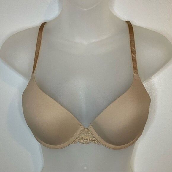 SO Intimates Beige Lace Padded Underwire Bra Size 34B - Picture 1 of 8